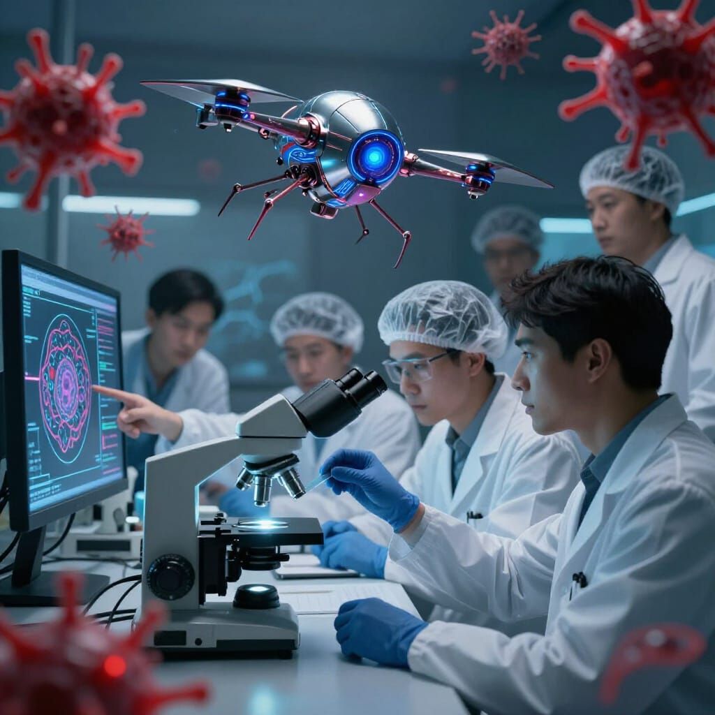 Scientists Save Metallic T Cell Drone in Sci-Fi Concept Art ...