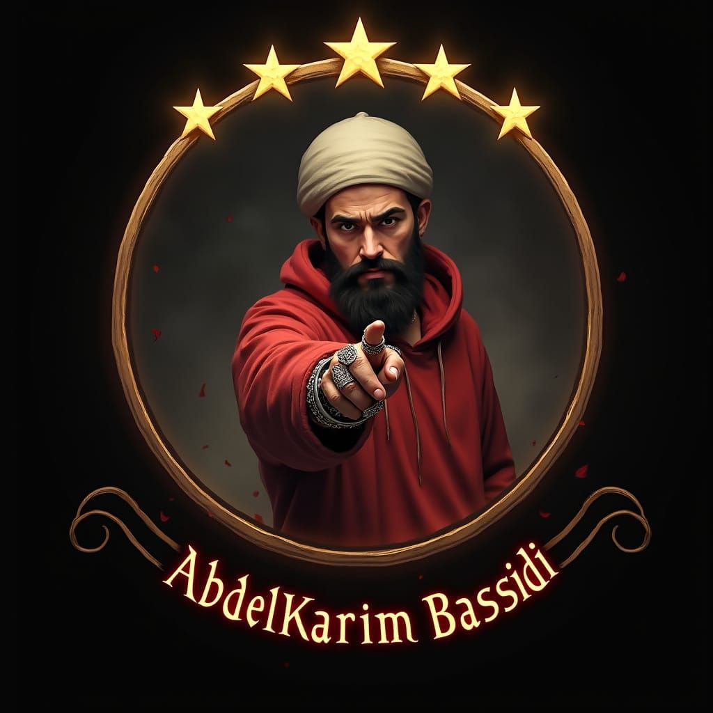 Mystical Framed Portrait with Golden Stars