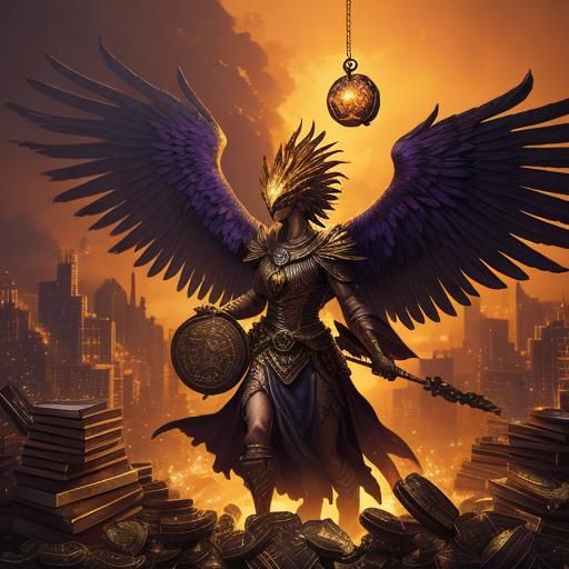 Phoenix Rising from Ashes in Digital Painting