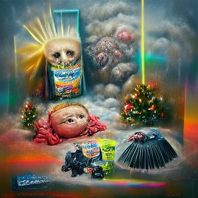 Sinister Garbage Pail Kids Christmas in Cyberpunk Style