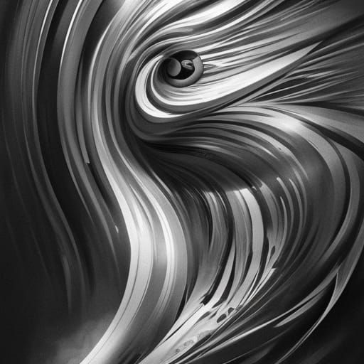 Abstract Swirl Painting in Black and White
