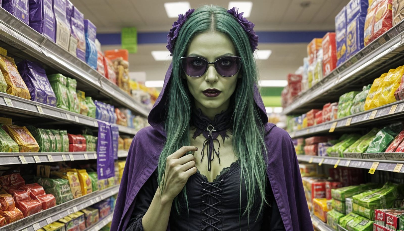 Gothic Vampire Shops in Bright Supermarket