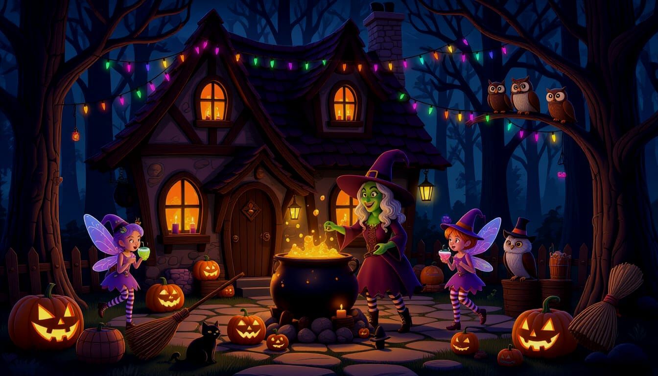 Whimsical Witch Halloween Party in Cozy 3D Cottage