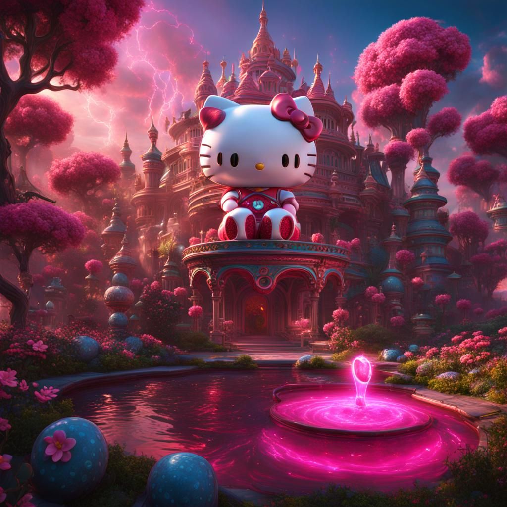 Hello Kitty with Psychedelic Core: 8K Fantasy Art