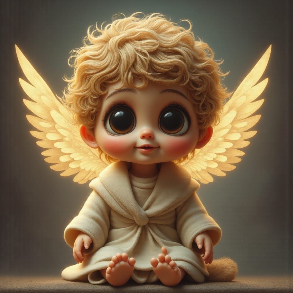 Surreal Cherub Angel in Vibrant Spectral Robe