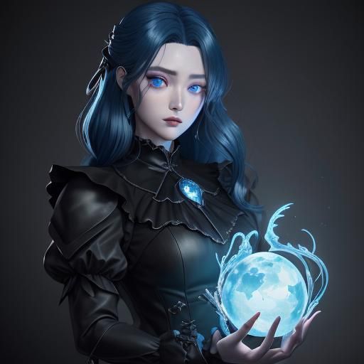 Anime Goth Girl Portrait in Detailed 3D
