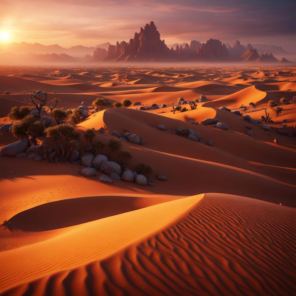 Fantastical Desert Sunrise Concept Art