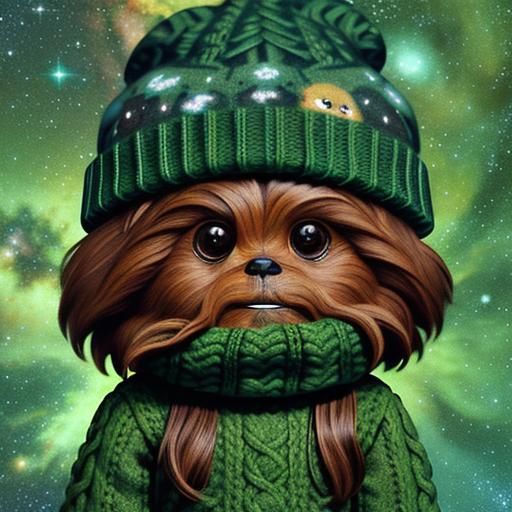 Chibi Chewbacca in Beanie, Detailed Photorealistic Art
