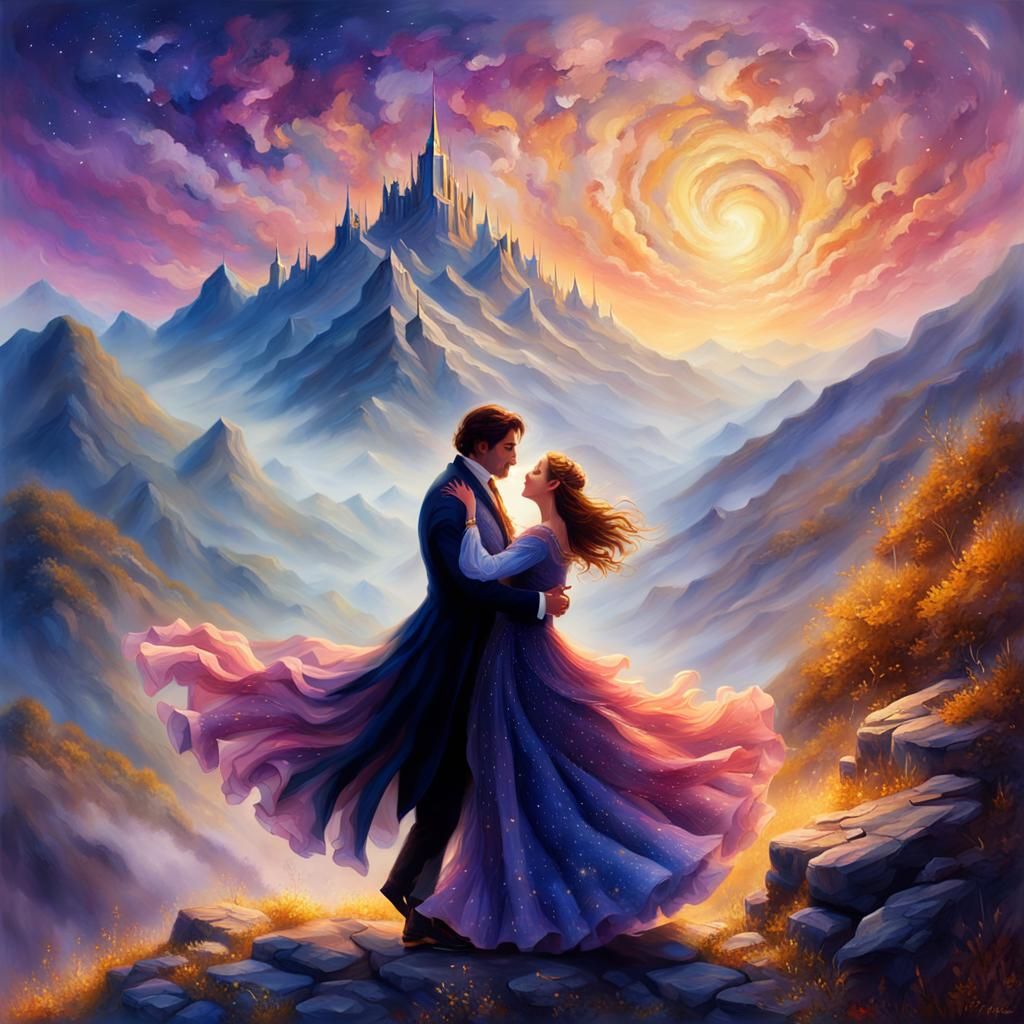 Mountain Waltz: A Romantic Fantasy Painting