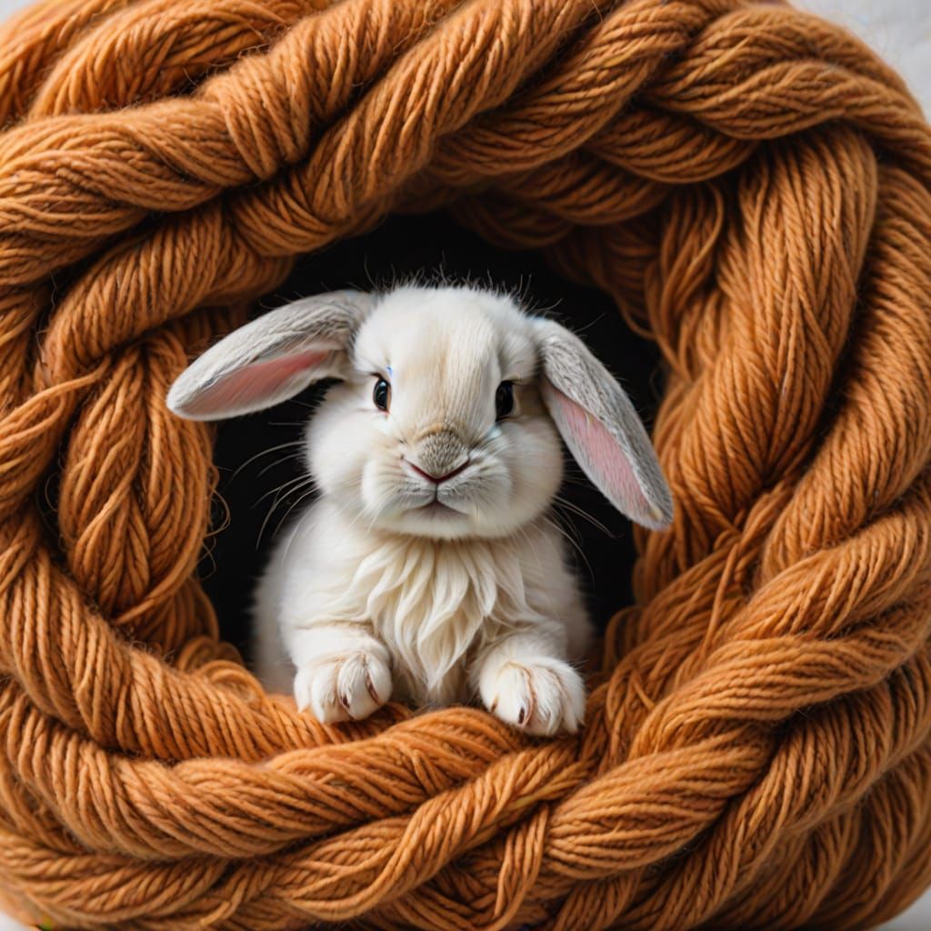 Baby rabbit in wool