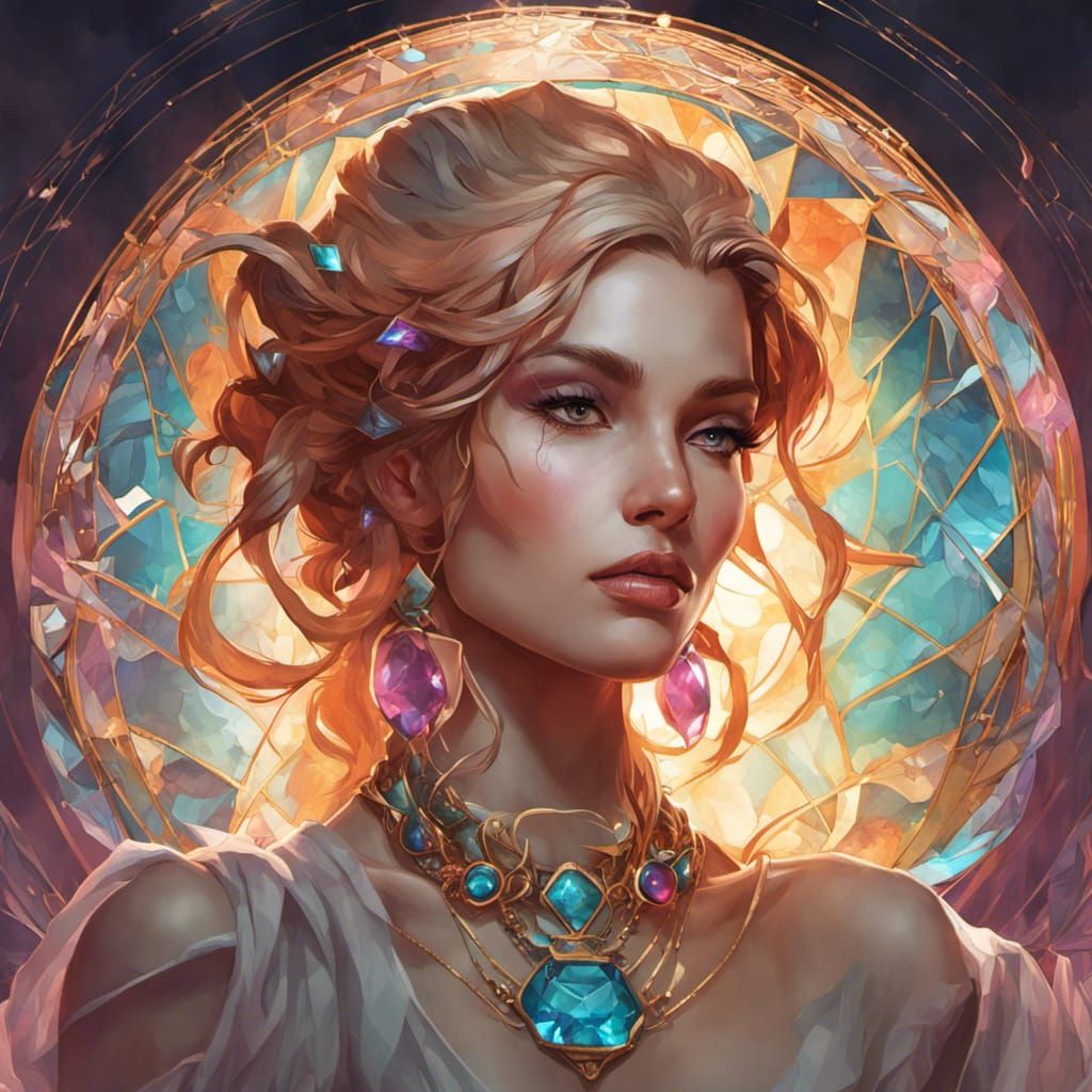 Gemstone Pendant Portrait of a Magical Sorceress