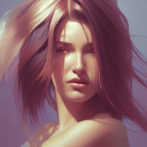 Old Woman Brushing Hair: Detailed Digital Portrait