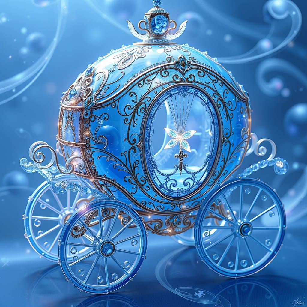 Crystal Blueberry Carriage with Blue Filigree and Gems