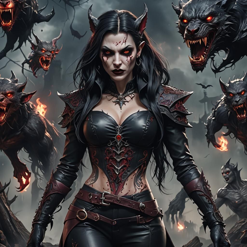 Vampire in Latex: Detailed Fantasy Art