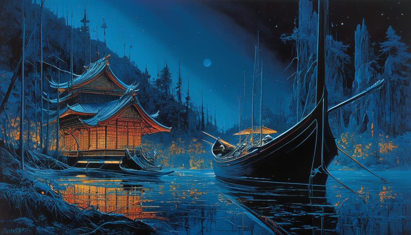 Influential Art Style Hybrid Landscape in Vibrant Organic Li...