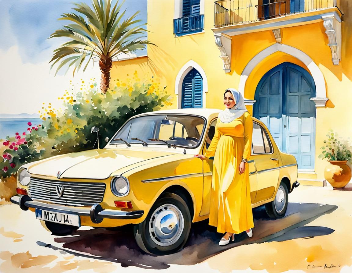 Mediterranean Woman Portrait in Watercolor Style