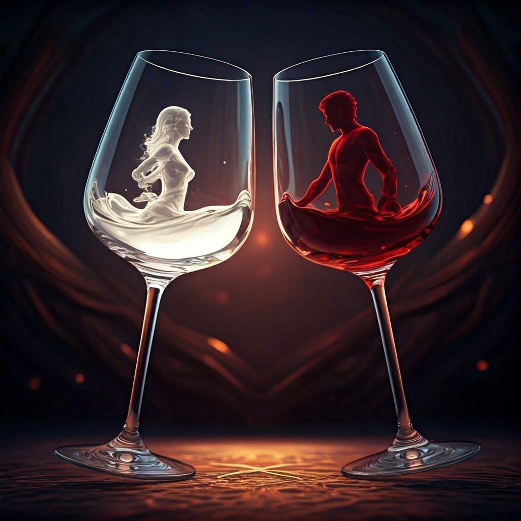 Wine Glass Silhouettes in a Fantastical Style