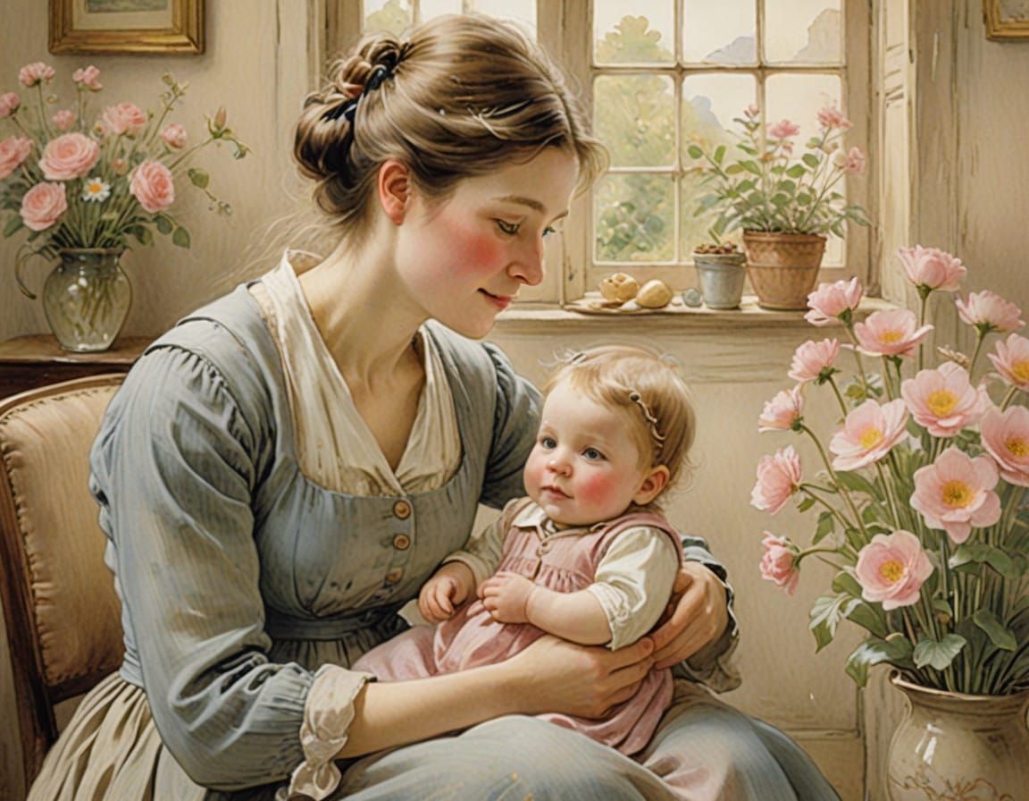 Gentle Motherly Love in a Soft Nursery