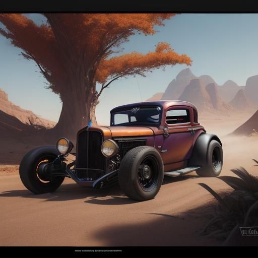 Detailed Hot Rod Car Concept Art