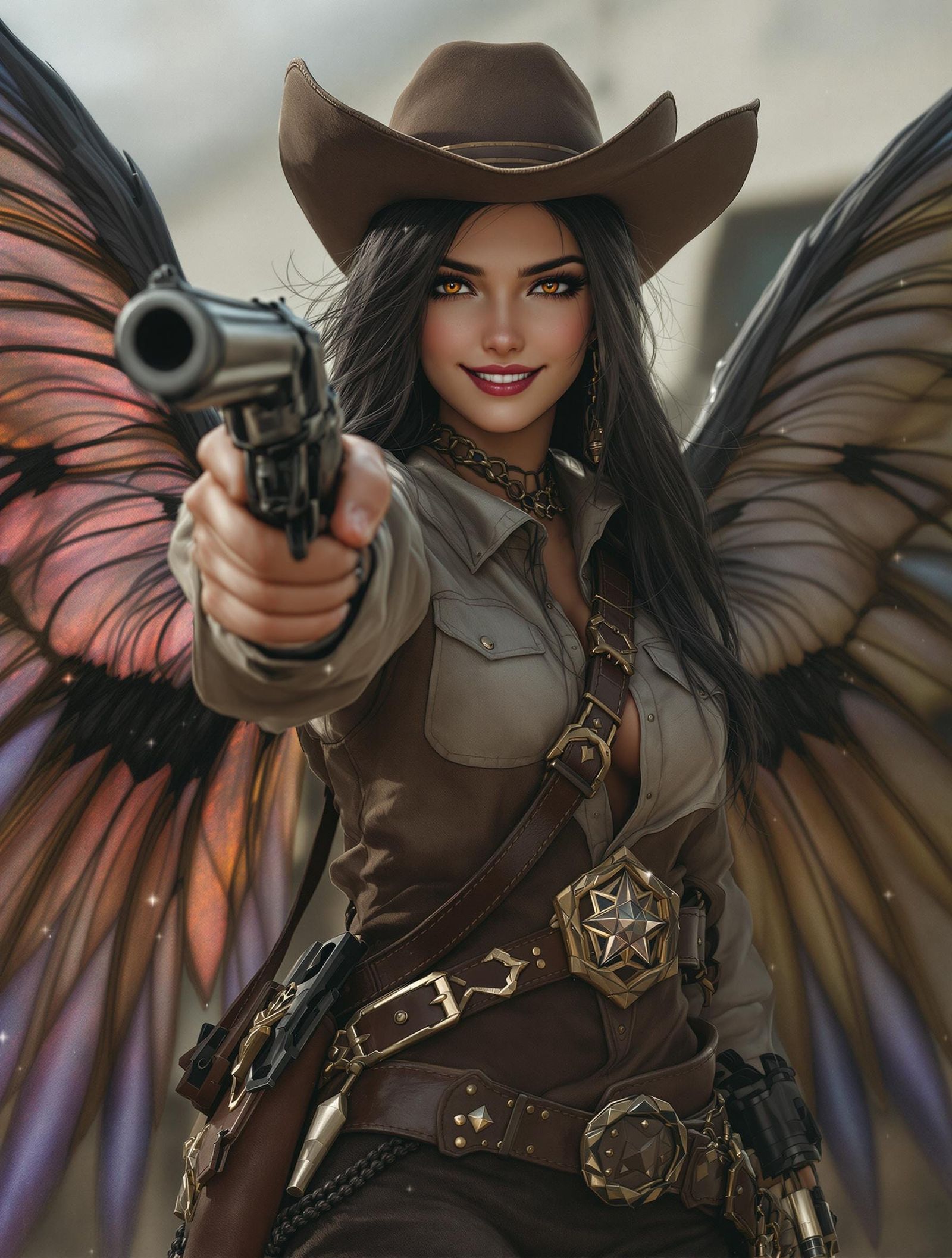 Detailed Cowgirl Fairy Ready for Shootout