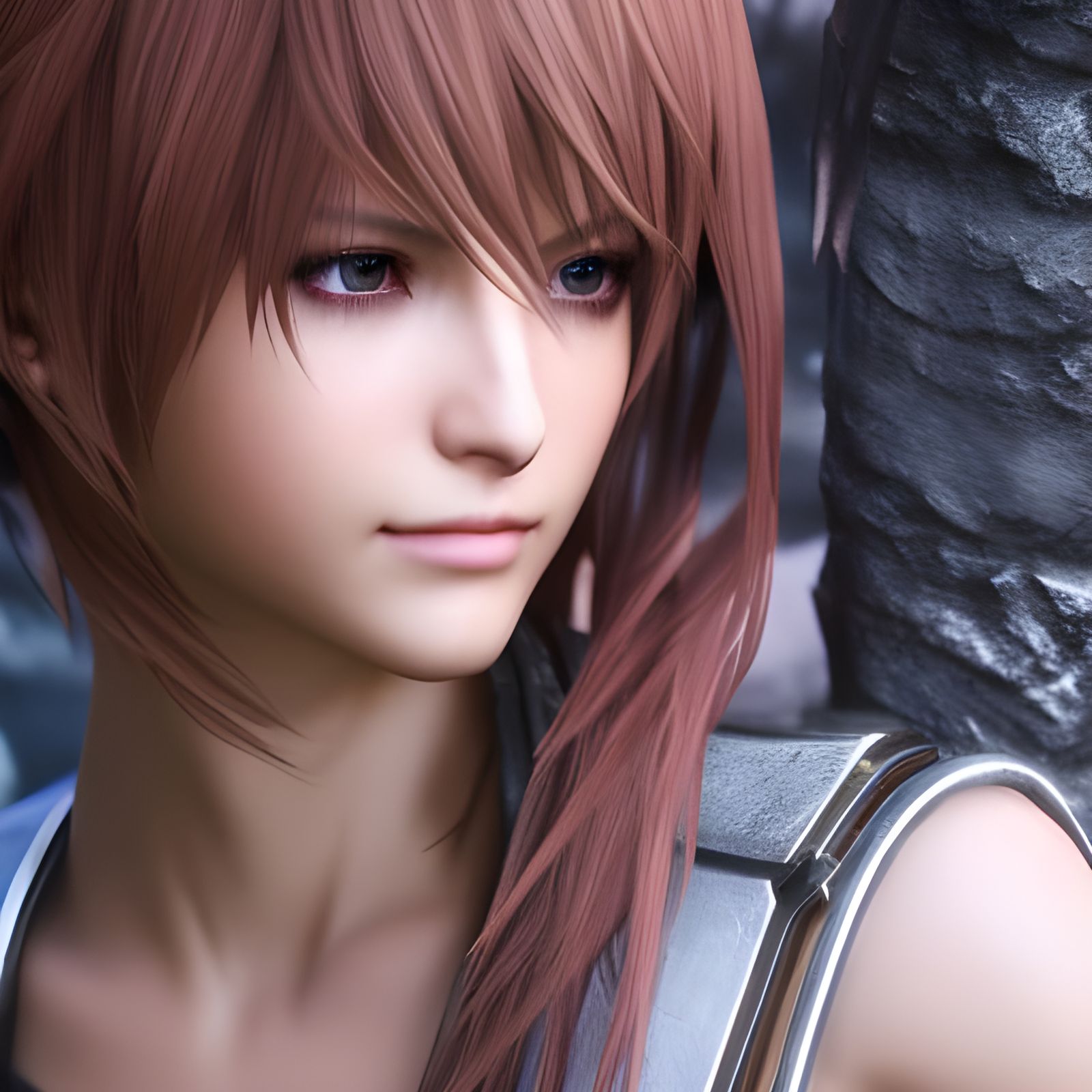 Realistic Final Fantasy Lightning Close-Up Photograph