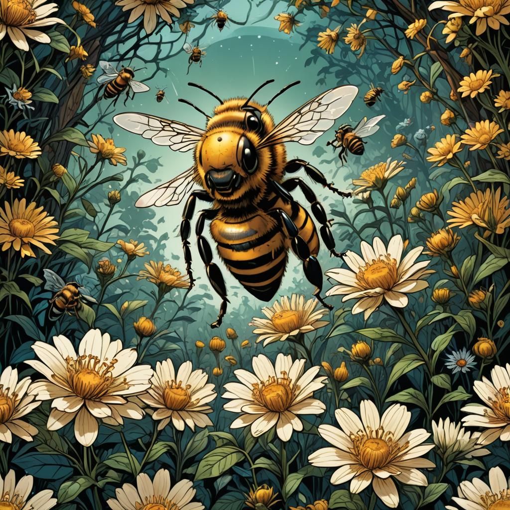 Honeybee in Comic Book Art Style