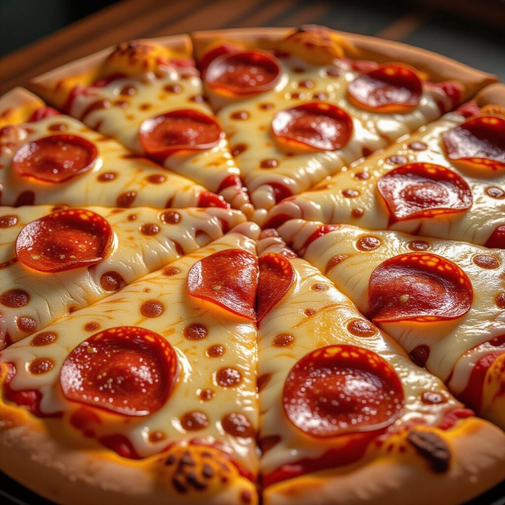 Hyper-Realistic Cheesy Pizza Close-Up