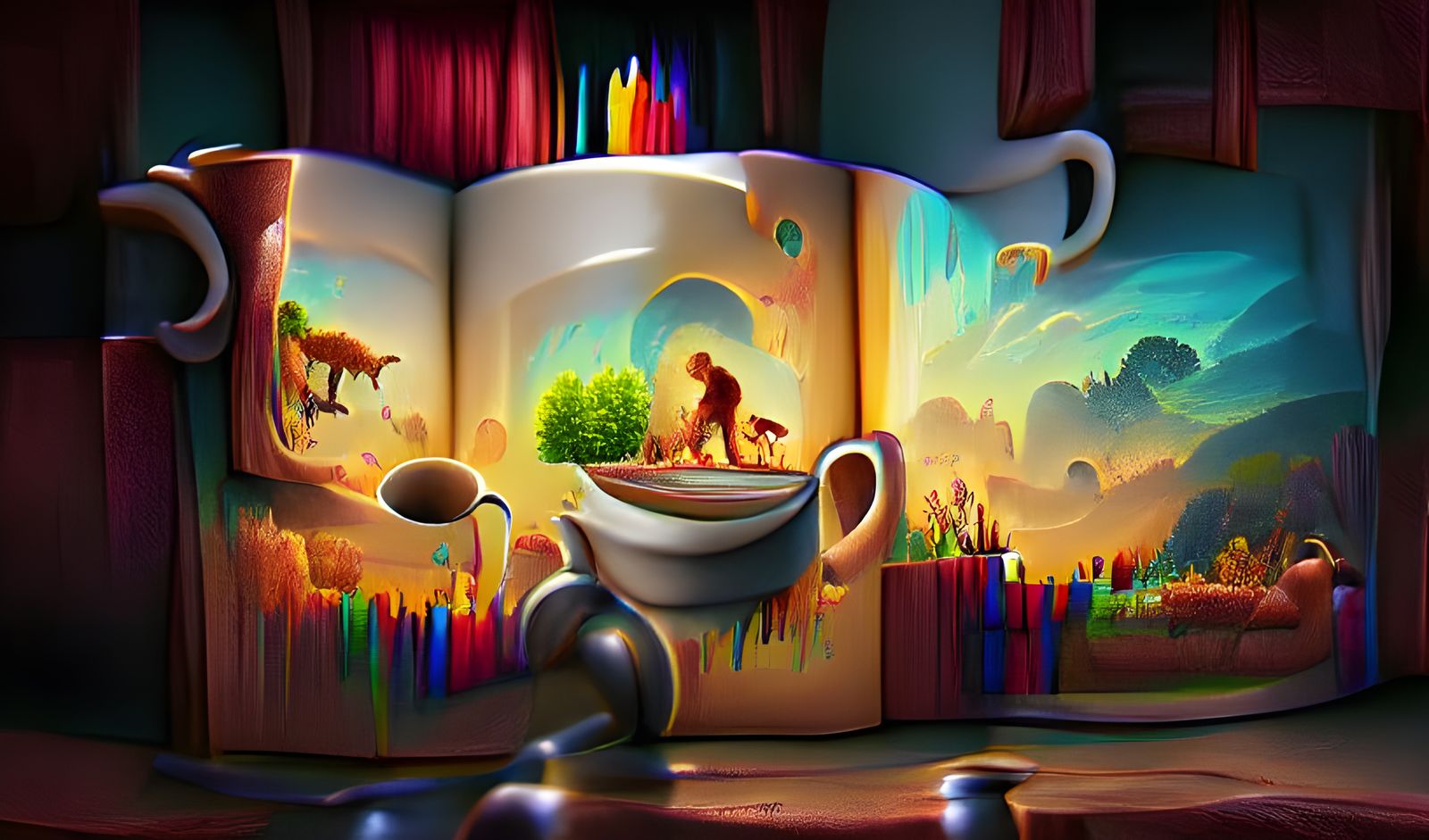 Storybook Coffee Cup: Detailed Illustration in 8K