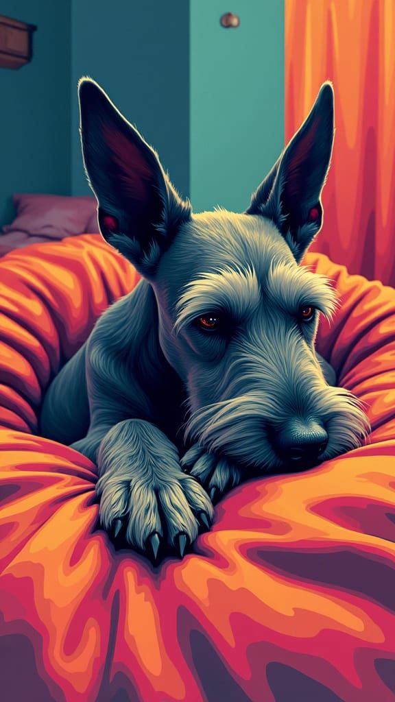 Serene Schnauzer in Pop Art Screen Print