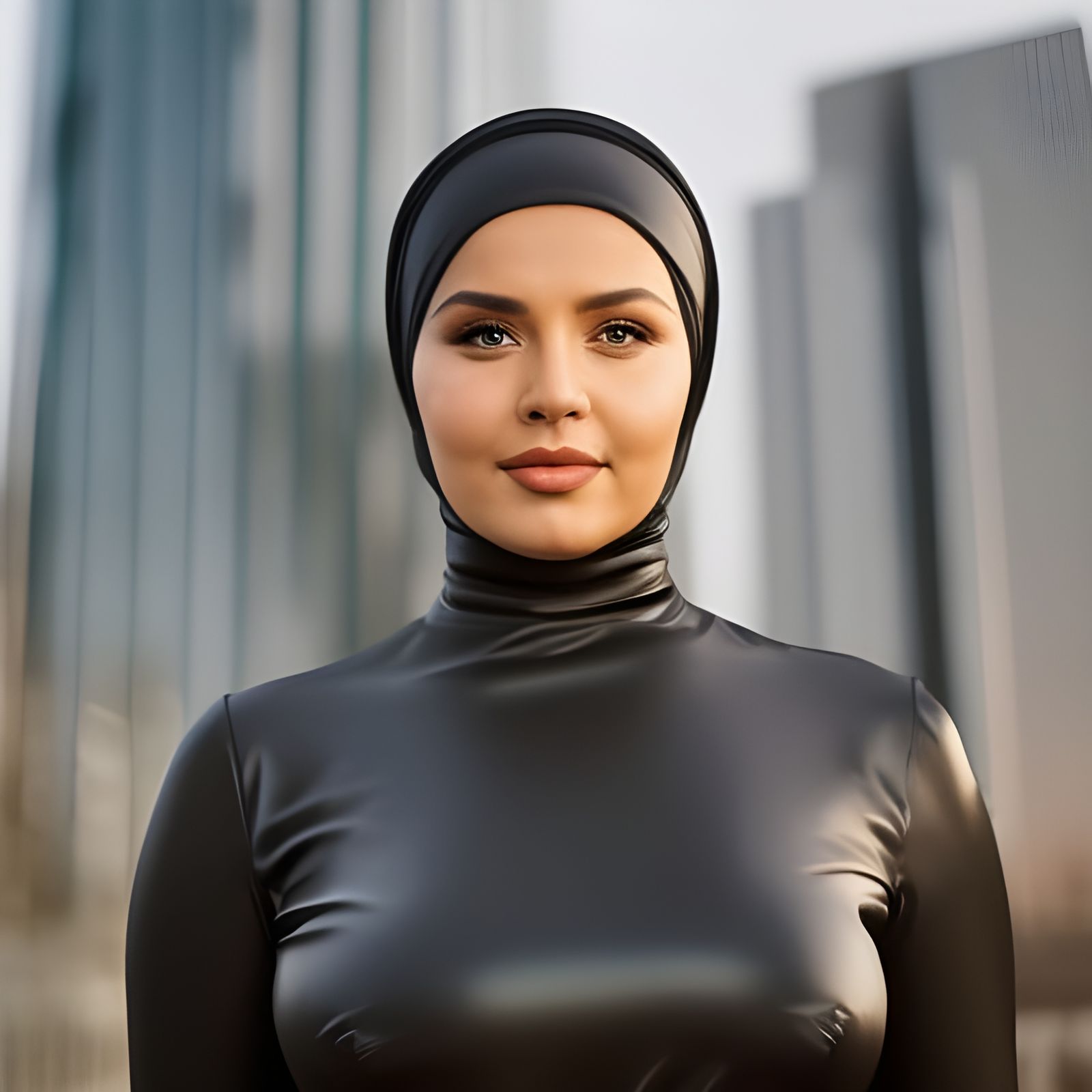 German Woman in Hijab: Hyperrealistic Futuristic Portrait