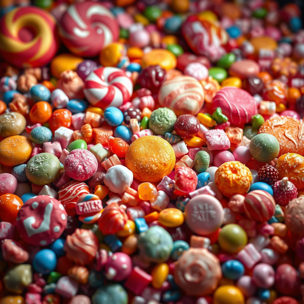 Colorful Sweets Still Life in Hyper-Realistic Style