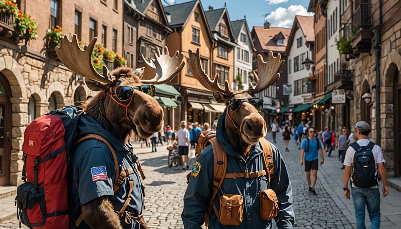 Moose Tourist Sightseeing in Historic City