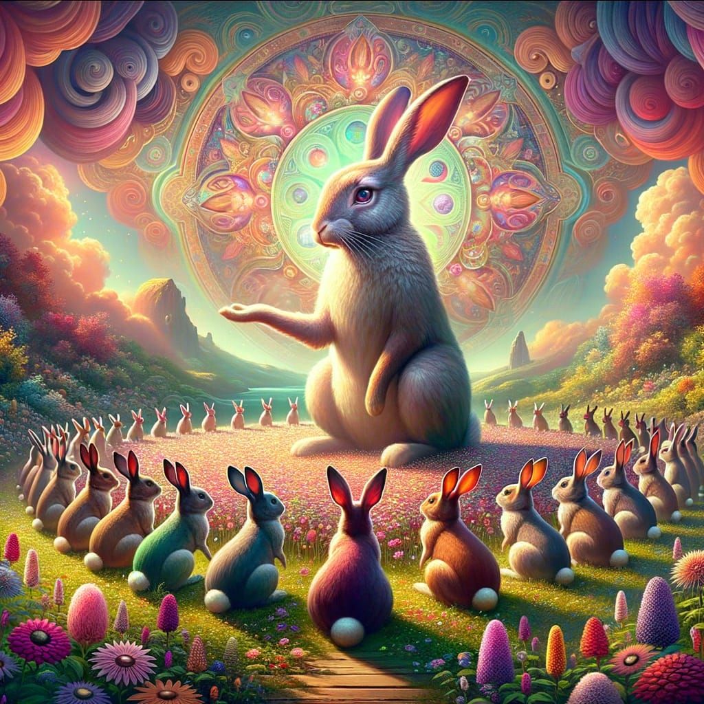 Magical Rabbit Meeting in Flower Glen, Concept Art Style
