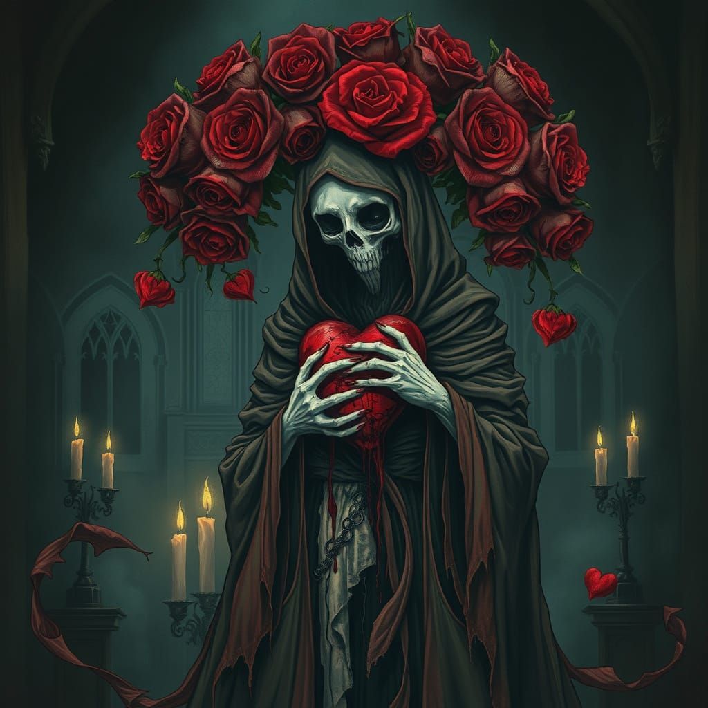 A Haunting Valentine's Day Scene in Gothic Victorian Style