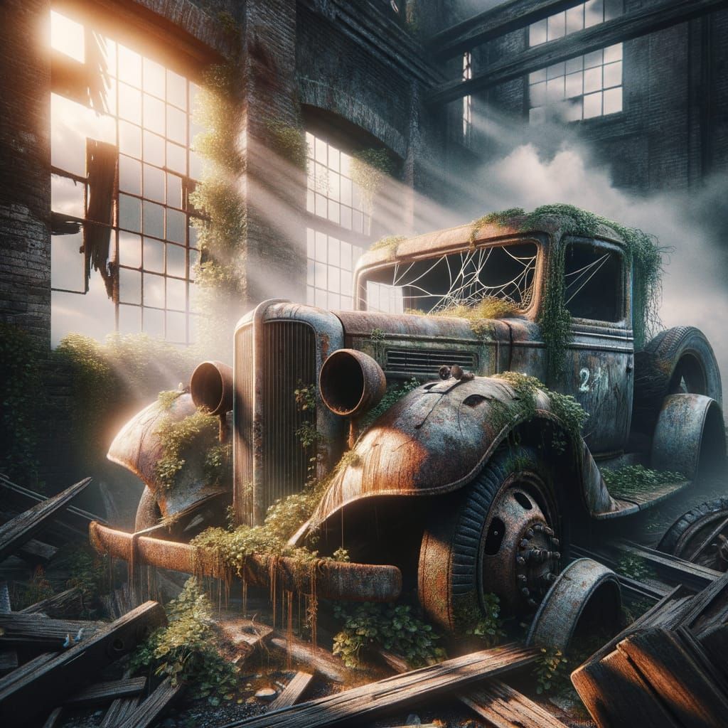 Abandoned Vehicle: Ultra-Realistic Cinematic Landscape