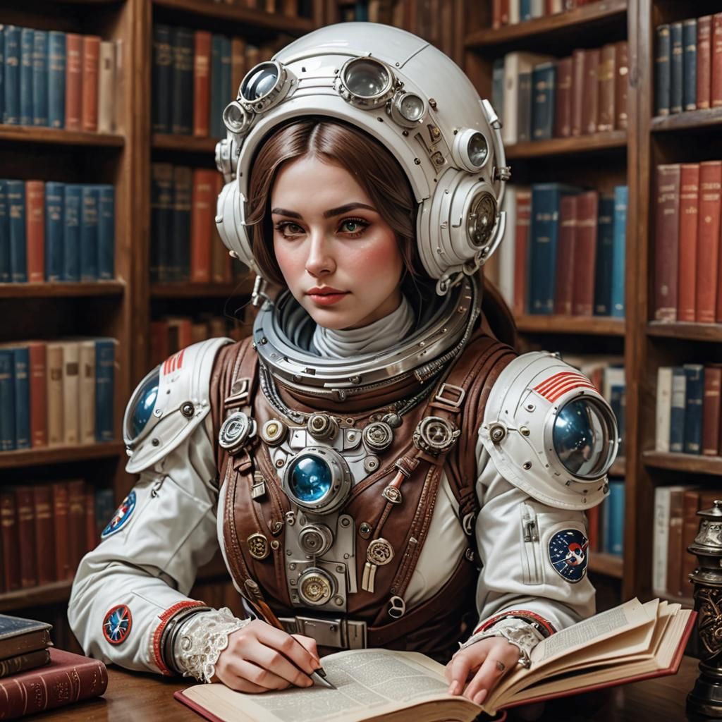 Steampunk Cosmonaut in Romantic Academia Style