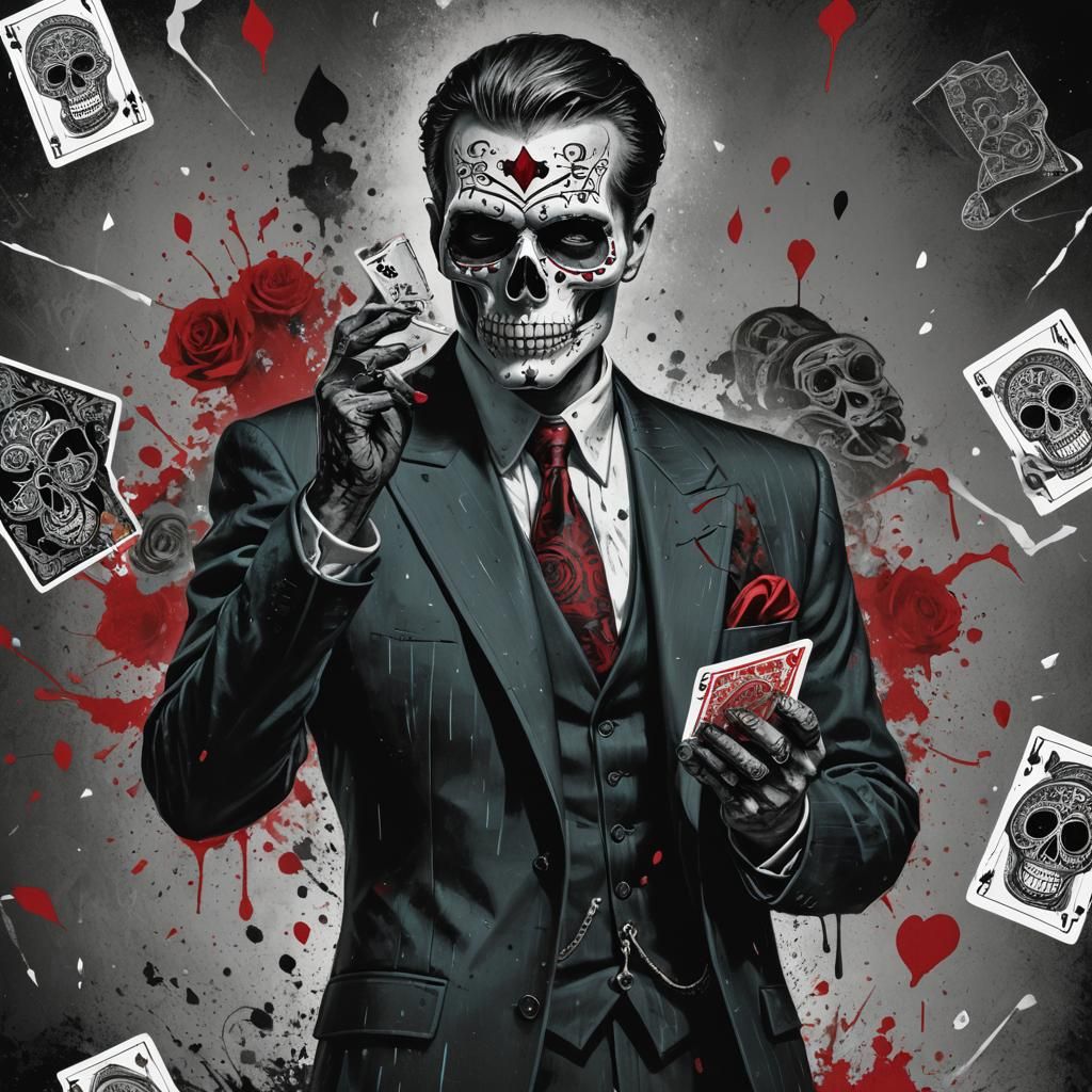 1940s Gangster Sugar Skull Ace of Spades