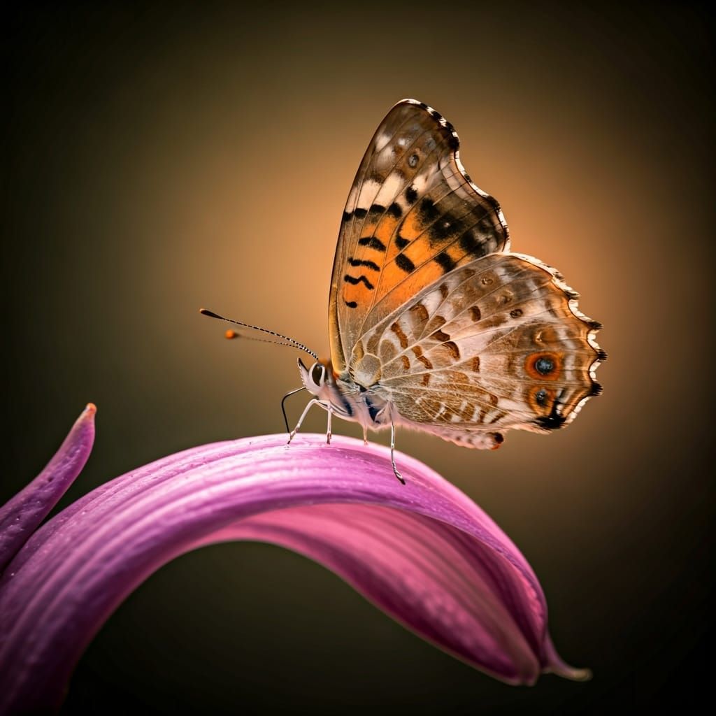 Butterfly on Petal with Vibrant Colors