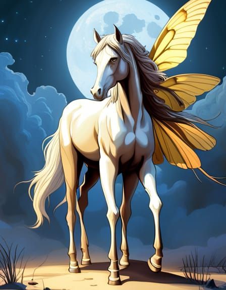 Butterfly-Winged Horse in Fairycore Fantasy Art