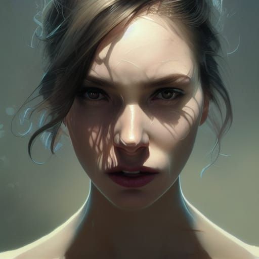 Fearful Woman Portrait in Hyperdetailed Digital Art