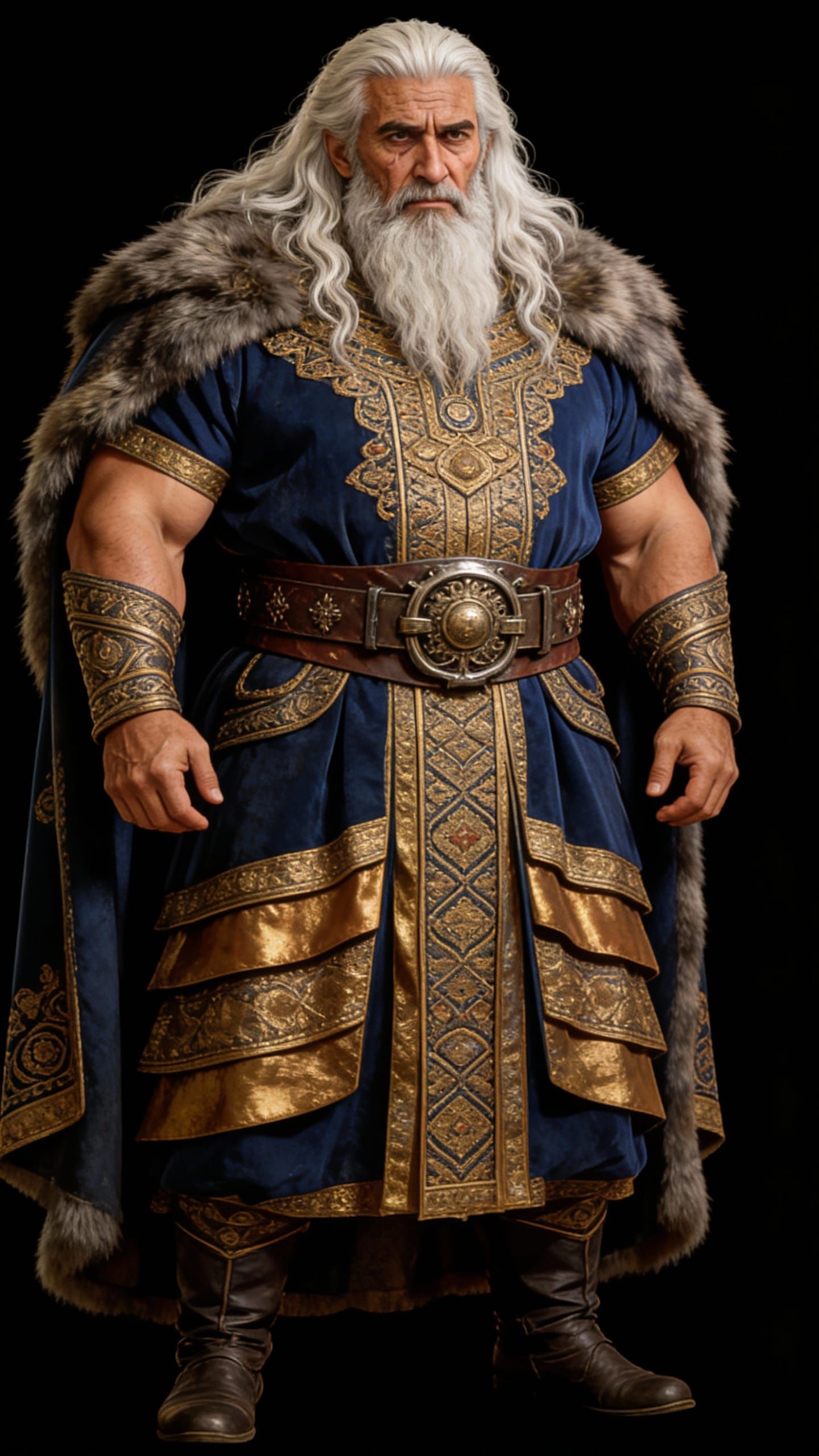 Sassanid Ruler in Indigo Robes, Epic Persian Realism