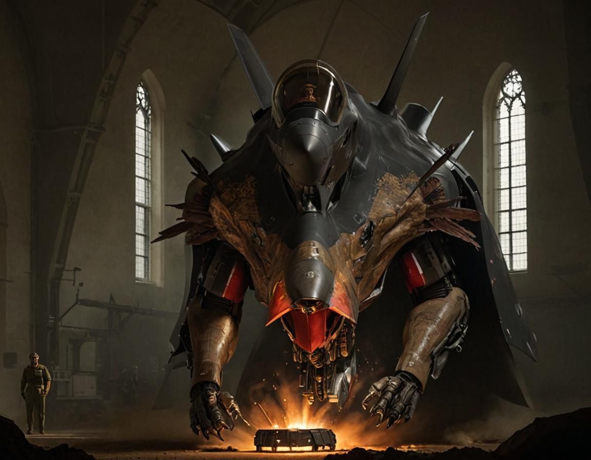 Poland's F-35 Jet in Solar Symphony, Digital Art