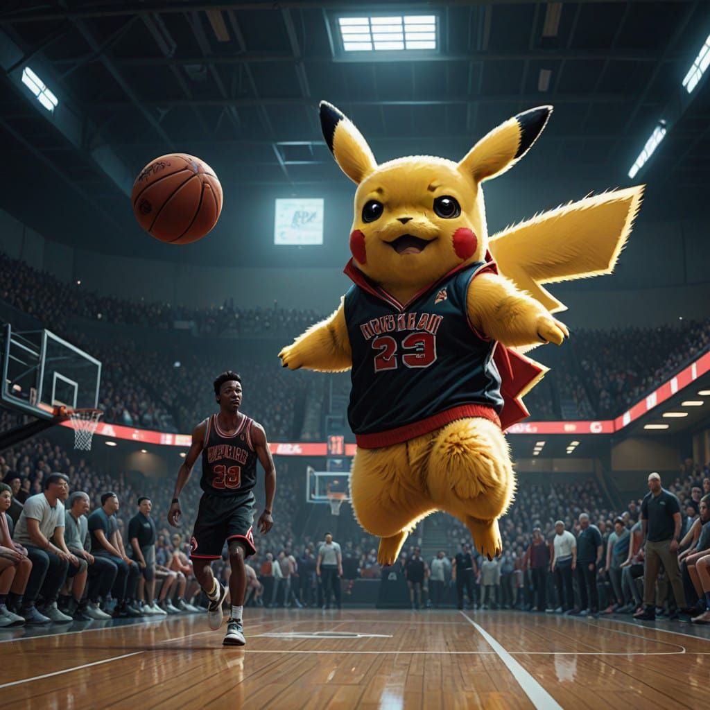 Electric Rivalry: Pikachu Challenges Michael Jordan