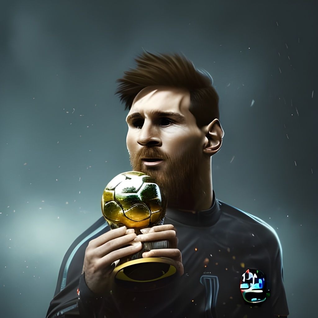 Lionel Messi Celebrates Victory: Dark Fantasy Art