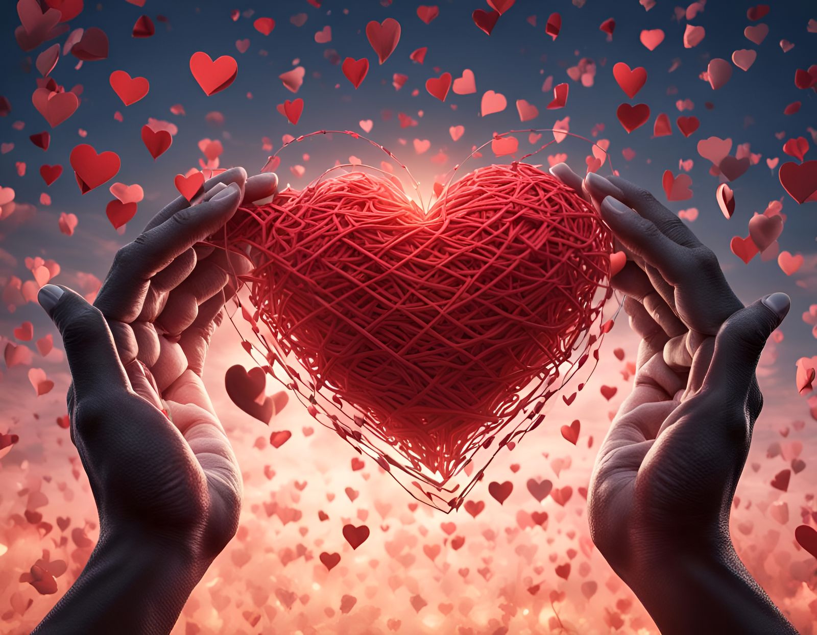 Heart Shape with Paper Chains Digital Art