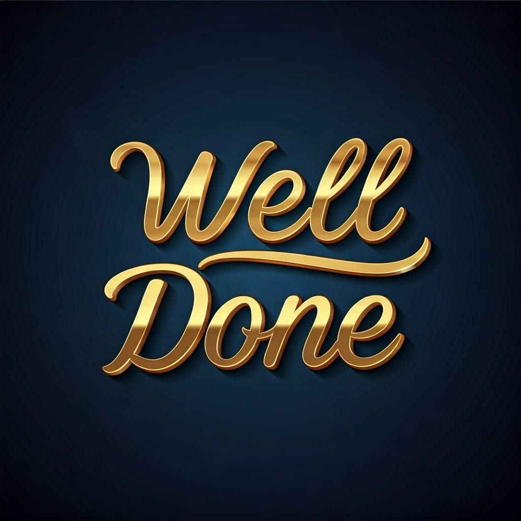 Metallic Gold 'Well Done' in Art Deco Style