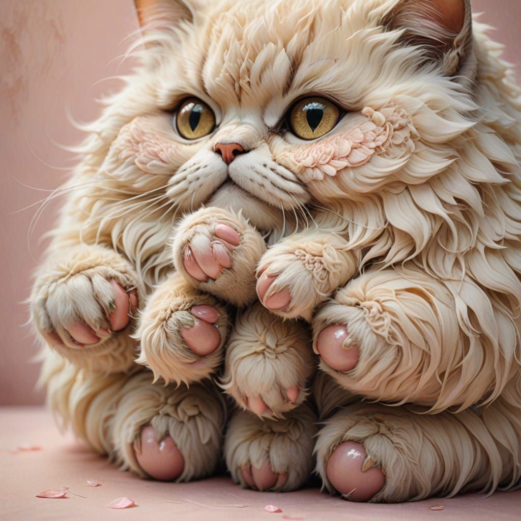 Whimsical Realism Close-up of a Lovable Cat's Paw