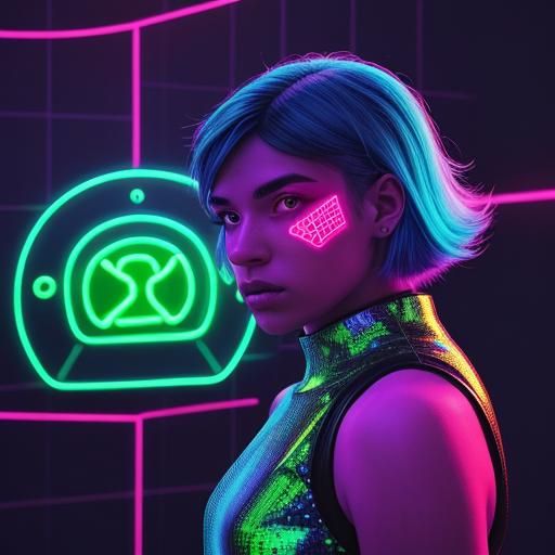 Neon Border Concept Art Portrait