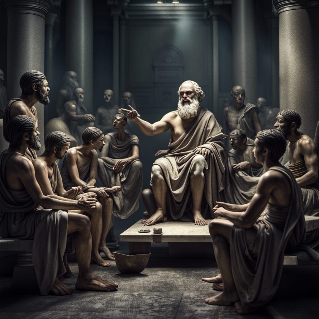 Socrates Teaching Philosophy to a Group of Aliens