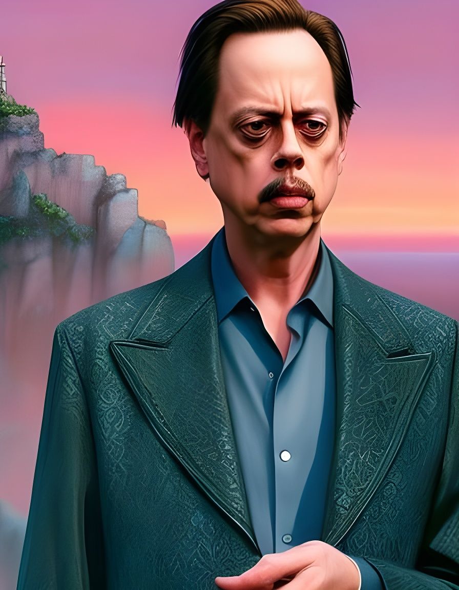 Close-up portrait of Steve Buscemi inpastelland